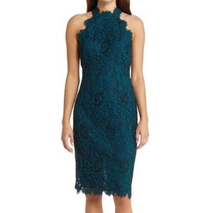 Eliza J Mock Neck Lace Sheath Dress, size 12